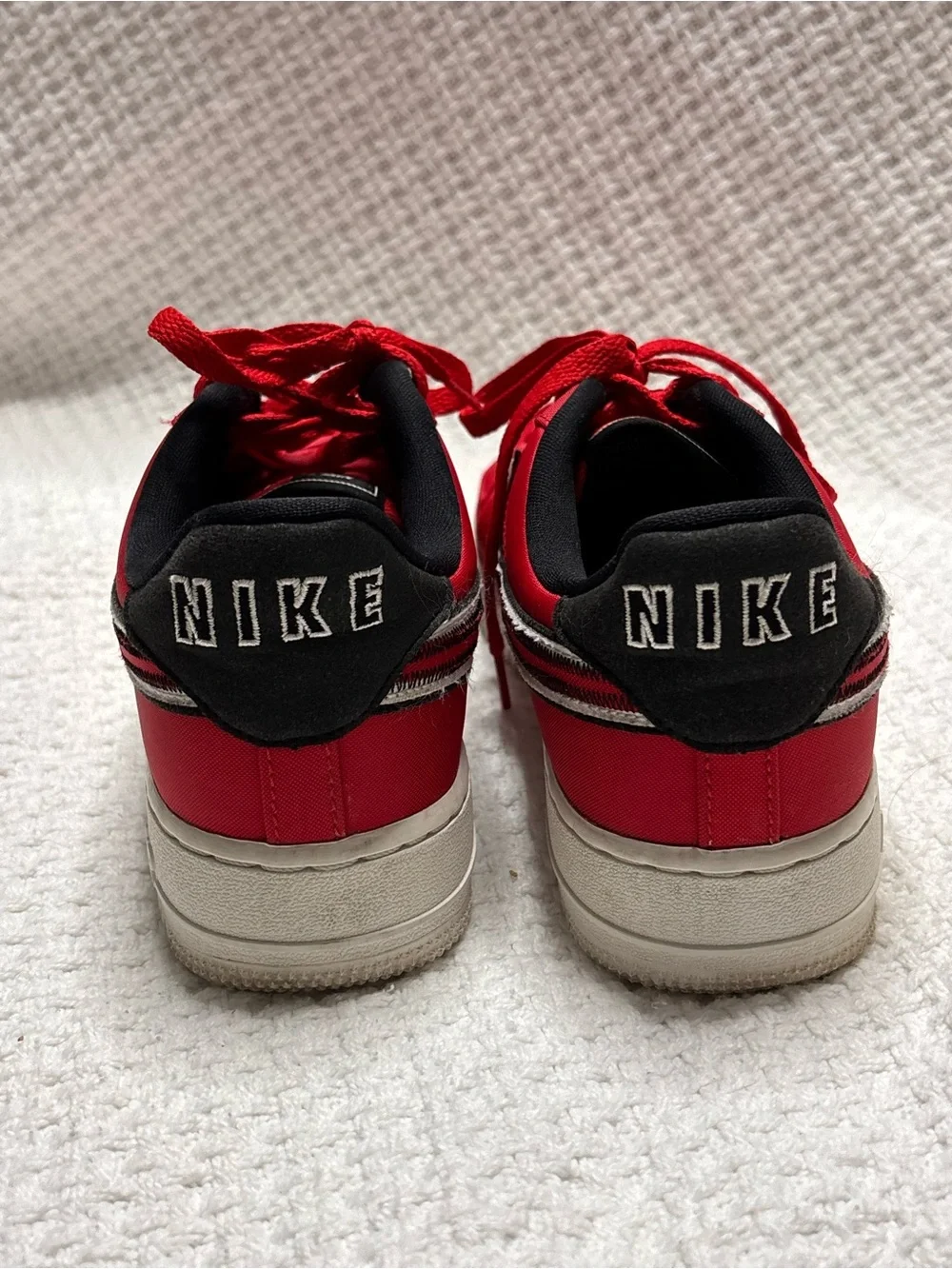 Nike Air Force 1 Low University Red Black Nylon Embroidered Swoosh